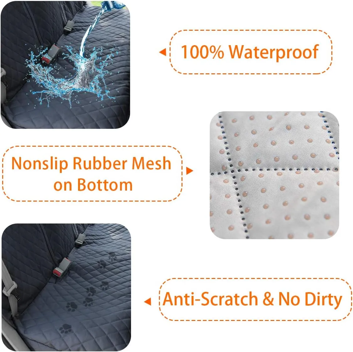 Honest Dog Car Seat Covers, Dog seat Cover with Side Flap for Cars, Trucks, and Suv's - Waterproof & Nonslip Pet Seat Cover for Backseat(Black, 57”W x 47”L)