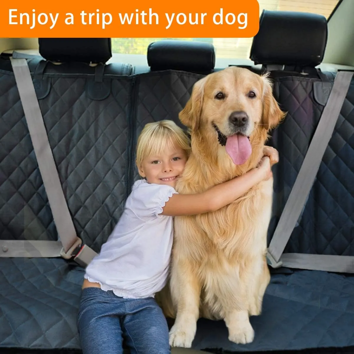 Honest Dog Car Seat Covers, Dog seat Cover with Side Flap for Cars, Trucks, and Suv's - Waterproof & Nonslip Pet Seat Cover for Backseat(Black, 57”W x 47”L)
