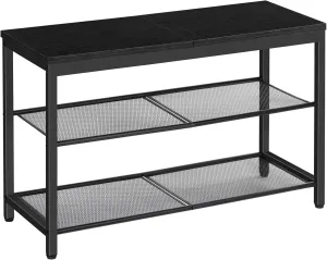 HOOBRO Shoe Bench, 3-Tier Shoe Rack, Industrial Shoe Organizer Storage Bench, 29.5 inches Entry Bench with Mesh Shelves, for Entryway, Living Room, Hallway, Easy Assembly, Black BB75HX01