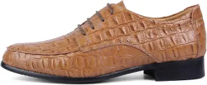 HOOENG Dress Oxford for Men Lace Up Crocodile Embossed Apron Toe Derby Shoes Leather Non Slip Resistant Rubber Sole Low Top Block Heel Business (Color : Light Brown, Size : 12.5)