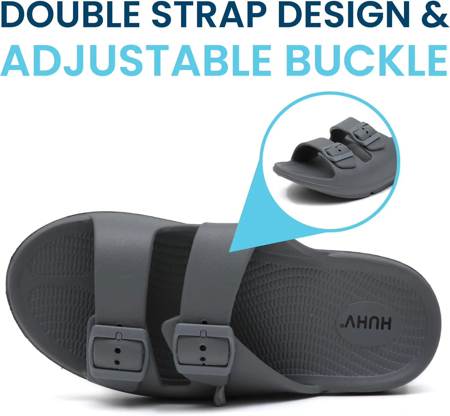 HUHV Recovery Comfort Sandals- Orthopedic Flip-Flop and Slide Sandals with Arch Support and Extra Cushion EVA Footbed for Men and Women