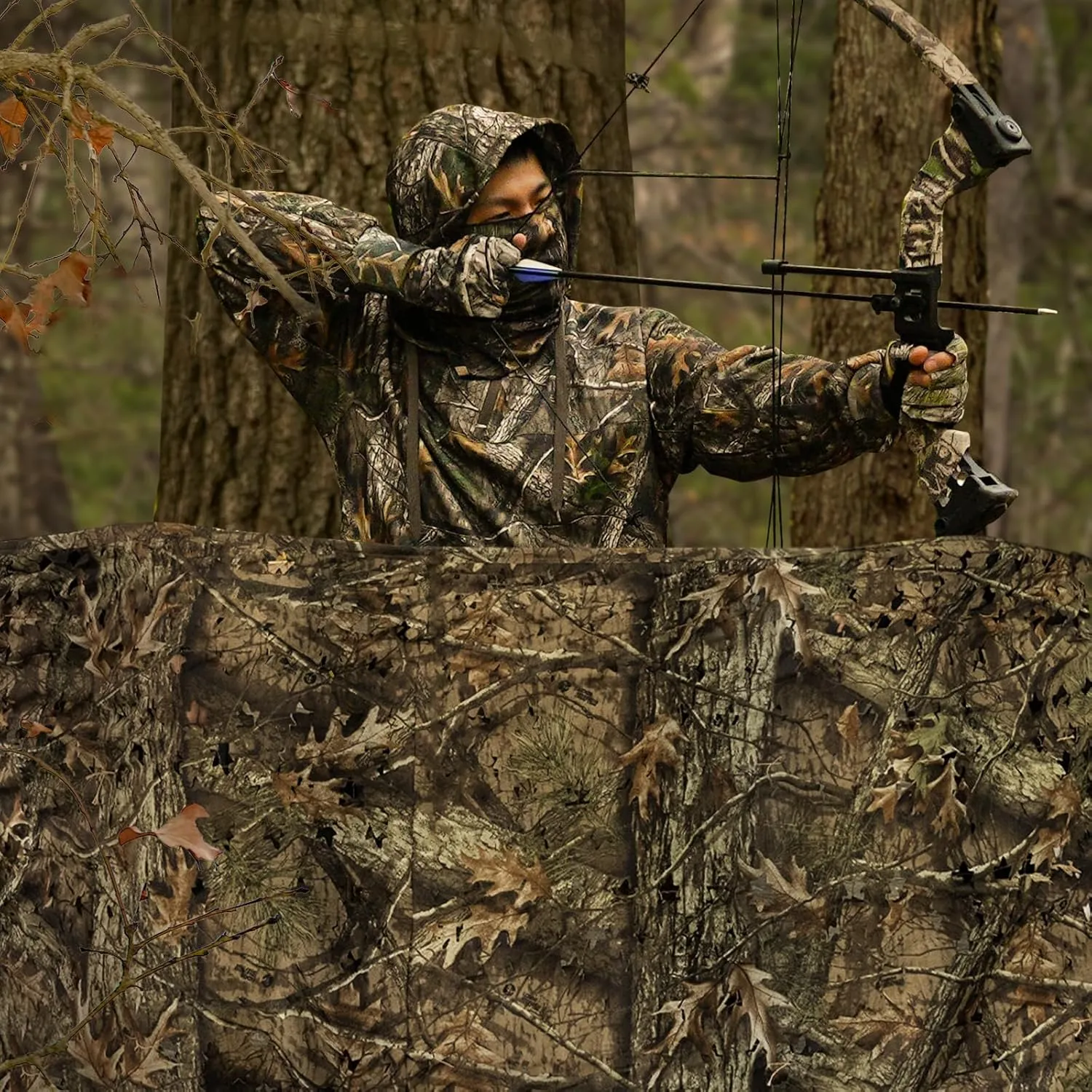 HYOUT Camo Netting Bulk Roll Camouflage Net Ghillie Hunting Blind Camping Sunshade, Military Army Party Decoration