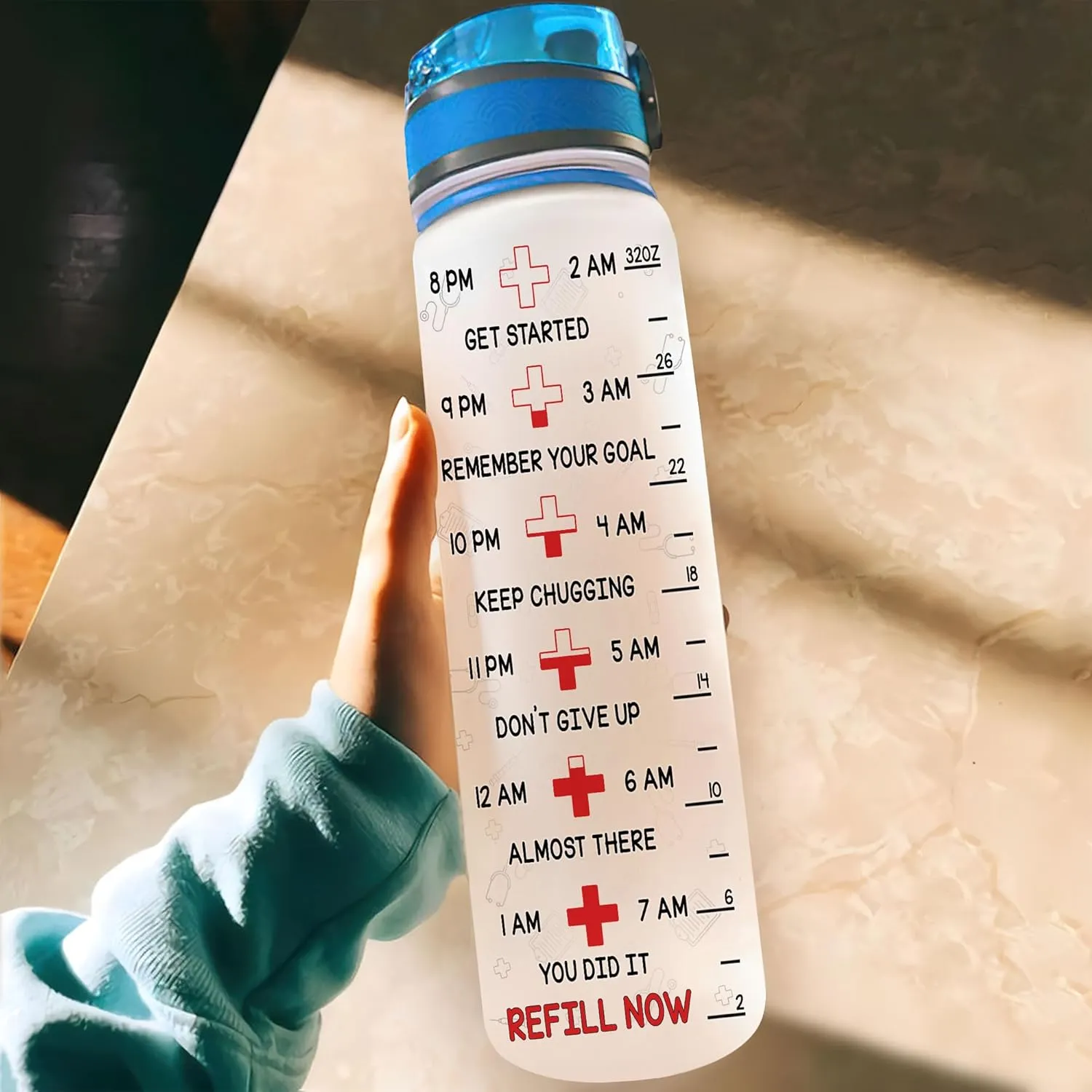 Hyturtle Personalized Nurse Water Bottle - 32oz Motivational Water Bottle with Leak-Proof Lid & Time Marker - Gift for Women, Nursing Students, Medical Assistants, Healthcare Workers On Birthday