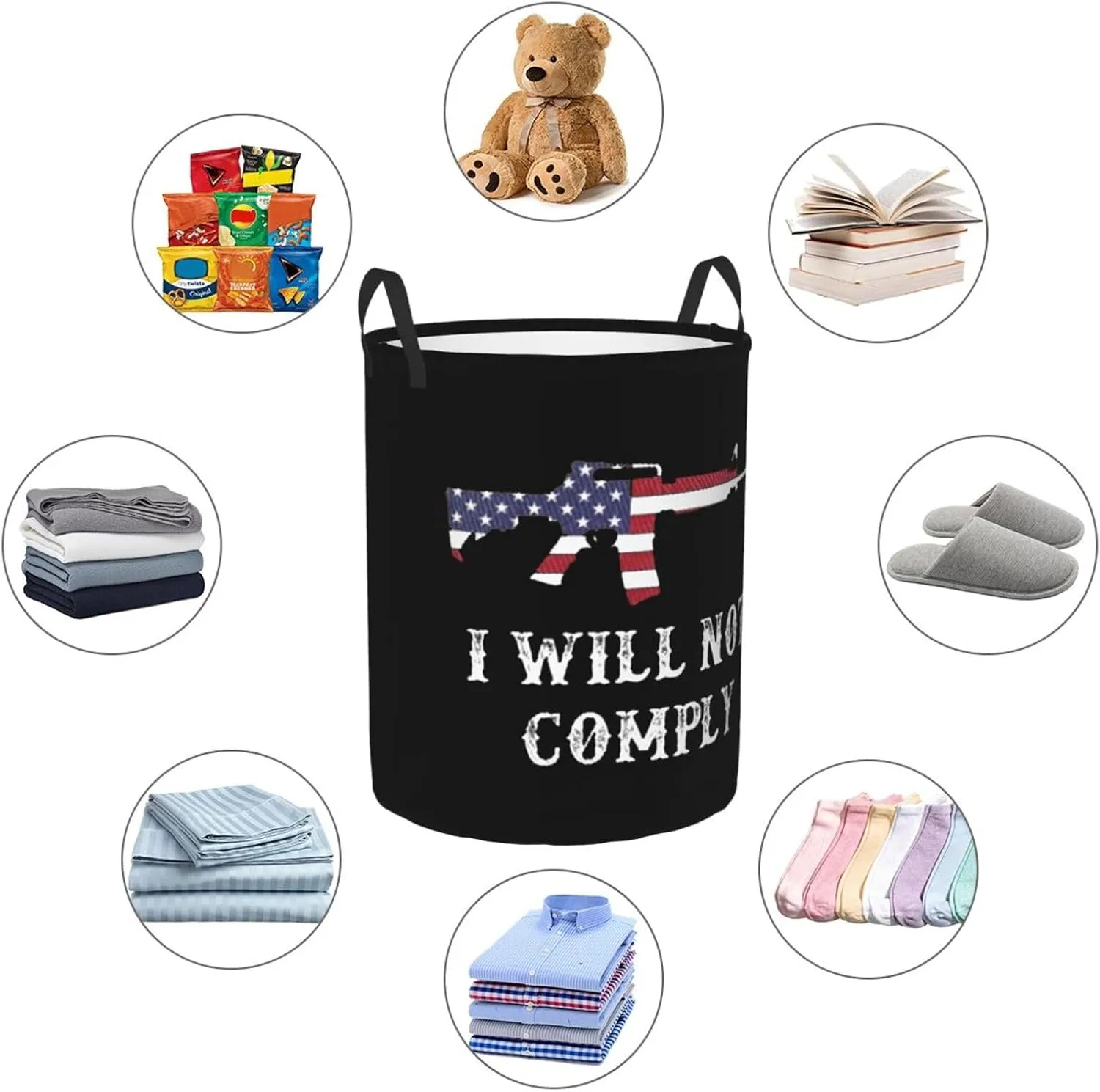 I Will Not Comply Laundry basket dirty clothes storage basket with handles Small