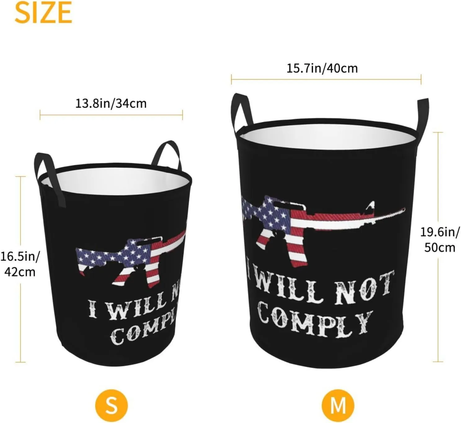 I Will Not Comply Laundry basket dirty clothes storage basket with handles Small