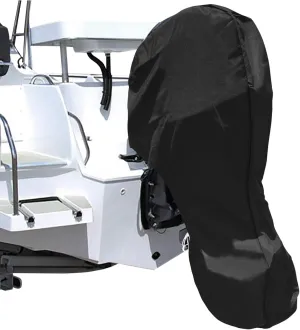 iCOVER Outboard Motor Covers, Trailerable Full Boat Engine Cover Waterproof Heavy Duty Oxford Fabric with Zipper, Fits 60-100HP Motors