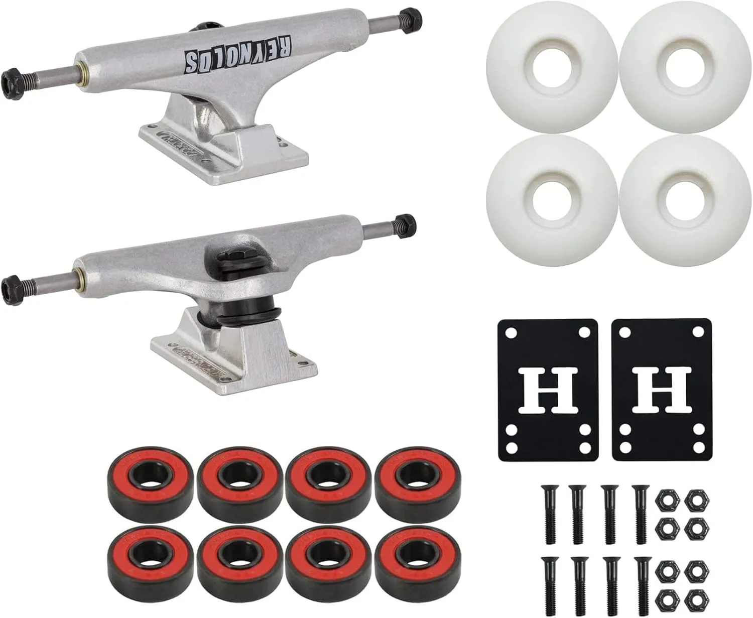 Independent Skateboard Trucks Andrew Reynolds Hollow Mid 139 8.0" with 52mm Wheels, ABEC 5 Bearings, Mounting Hardware, Optional Risers Included