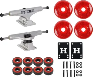 Independent Skateboard Trucks Andrew Reynolds Hollow Mid 149 8.5" with 53mm Red Wheels, ABEC 5 Bearings, Mounting Hardware, Optional Risers Included