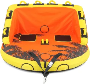 Inflatable Towable Tube for Boating, 2 Person Water Boat Tubes and Towable, Dual Tow Points, Quick Inflation and Deflation, Max Load 1300Ibs