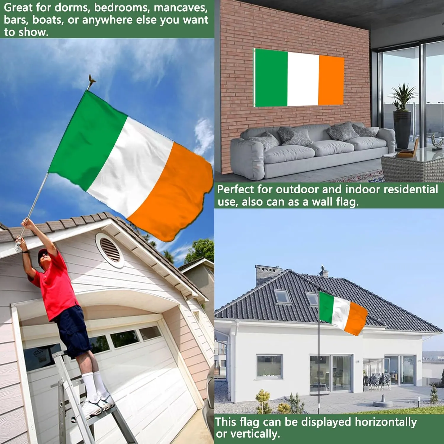 Irish Flag 4x6 Outdoor Double Sided Heavy Duty