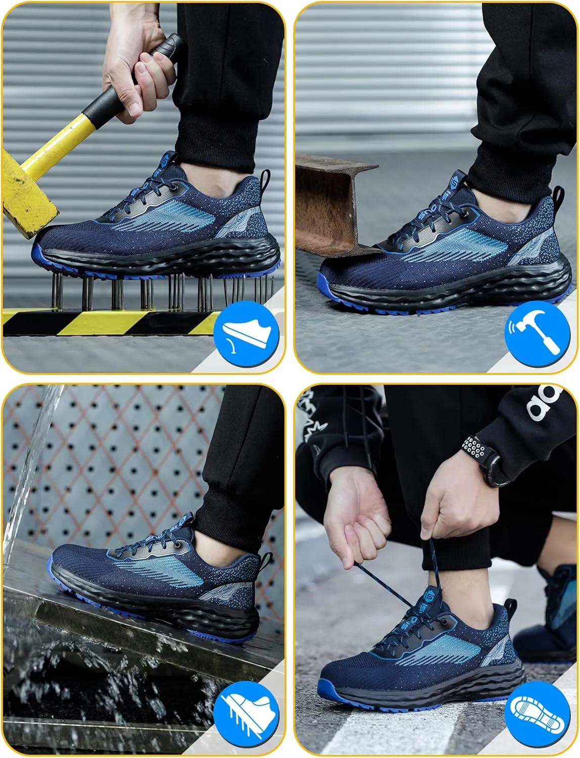 ISOOUS Steel Toe Shoes for Men Non Slip Work Shoes Women Lightweight Comfortable Safety Work Shoes for Men Puncture Proof Steel Toe Sneakers for Construction