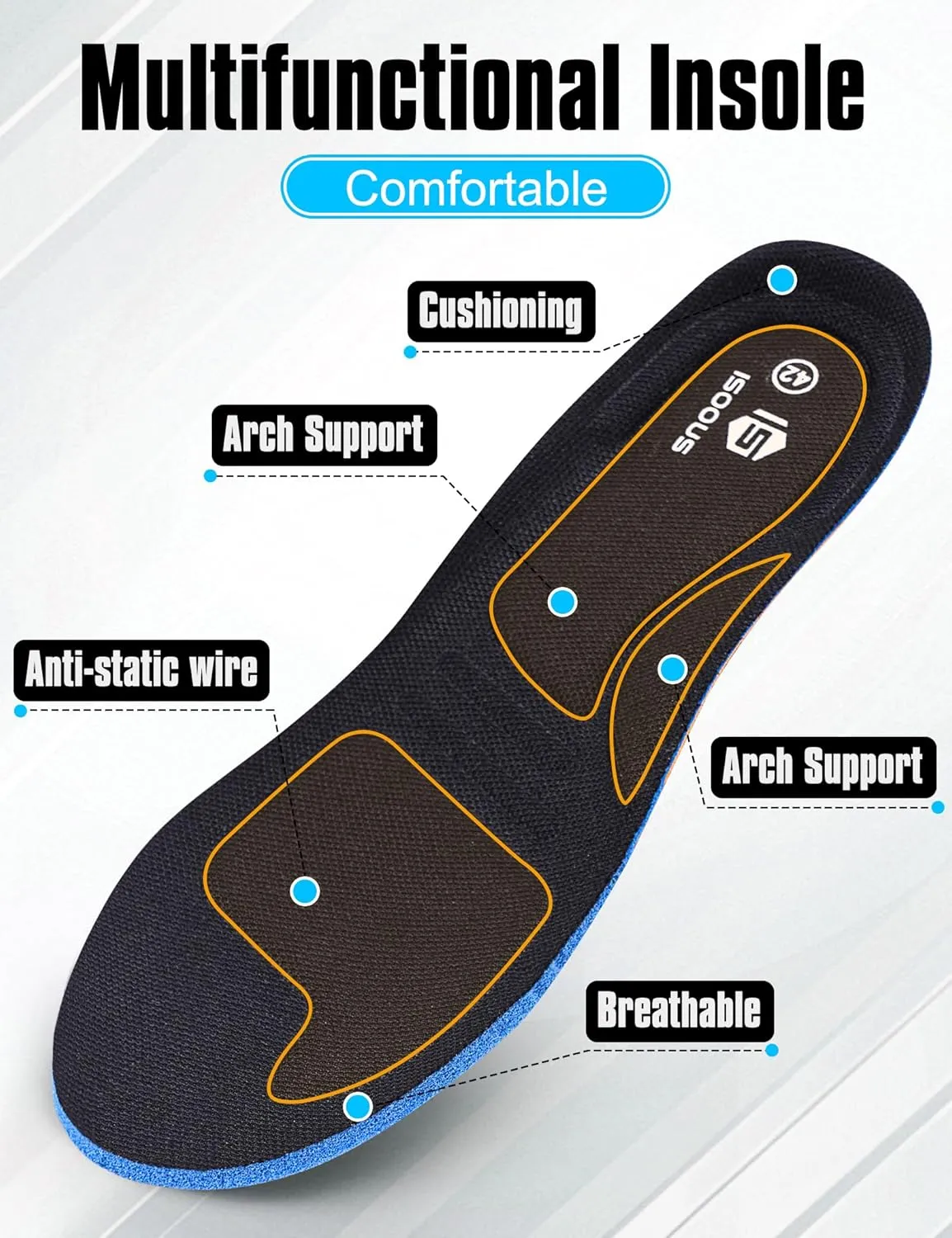 ISOOUS Steel Toe Shoes for Men Non Slip Work Shoes Women Lightweight Comfortable Safety Work Shoes for Men Puncture Proof Steel Toe Sneakers for Construction