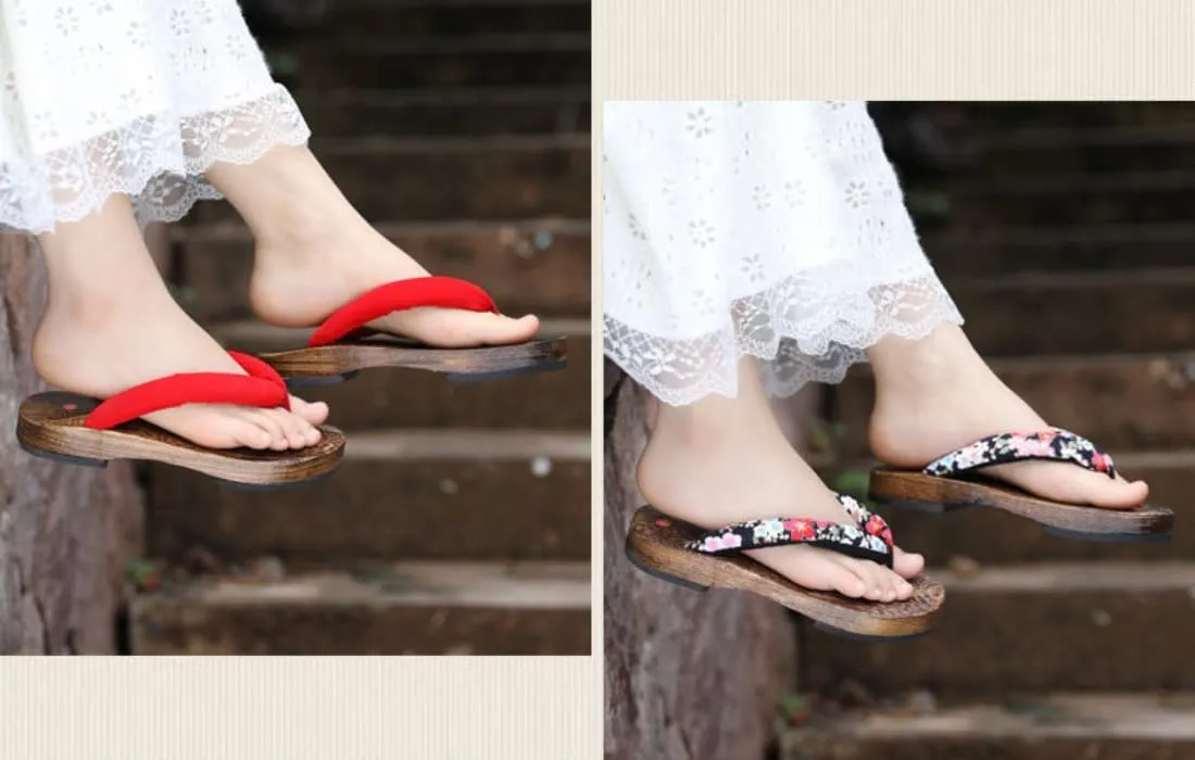 Japanese Wooden Geta Sandals Cosplay Clogs Flip Flop Japanese Style Traditional Wooden Slippers for Women