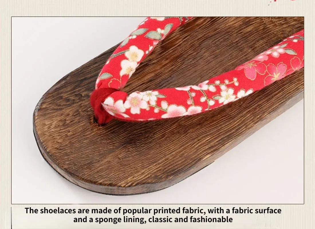 Japanese Wooden Geta Sandals Cosplay Clogs Flip Flop Japanese Style Traditional Wooden Slippers for Women