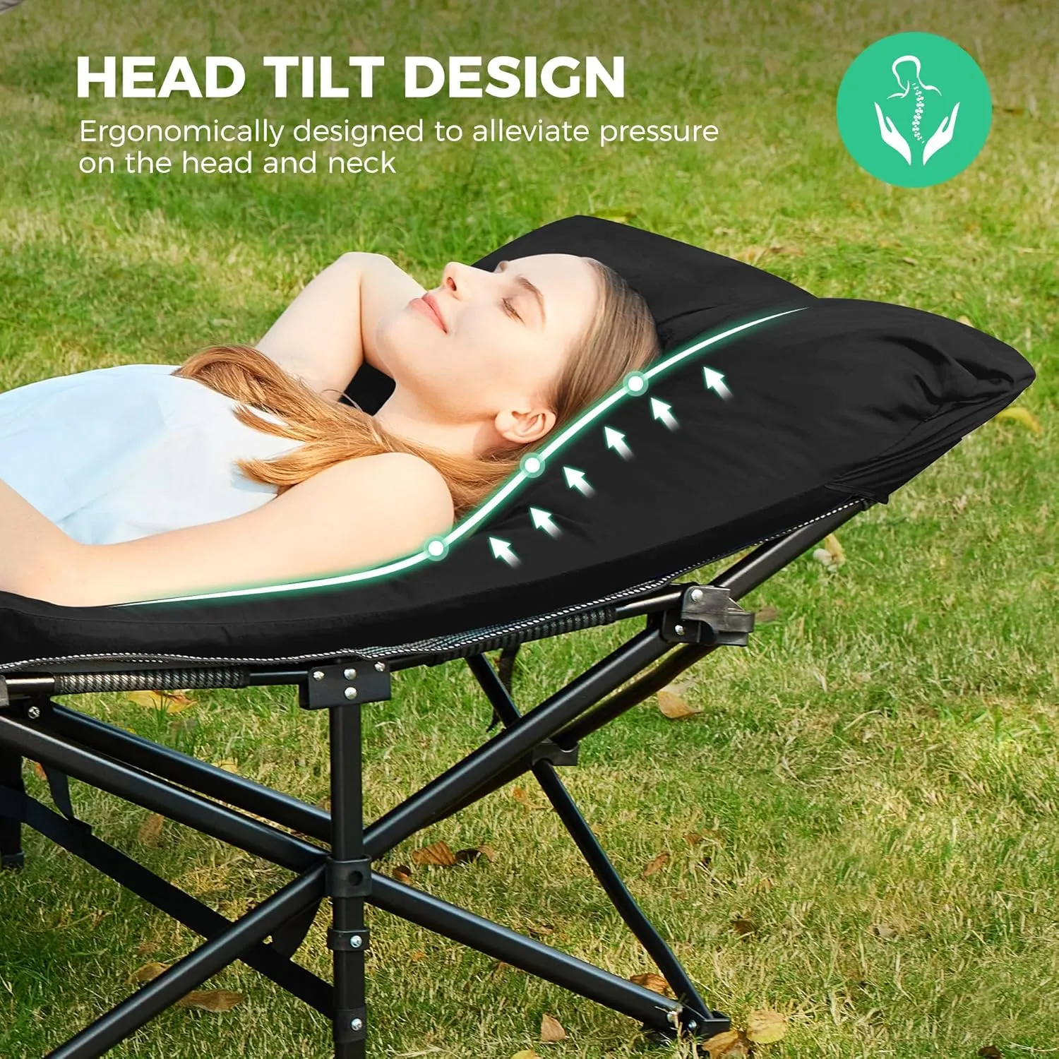 JEAREY Folding Camping Cot,Camping Cots for Adults with Mattress, Camping Portable Bed with Carry Bag for for Guest,Travel,Hiking,Black