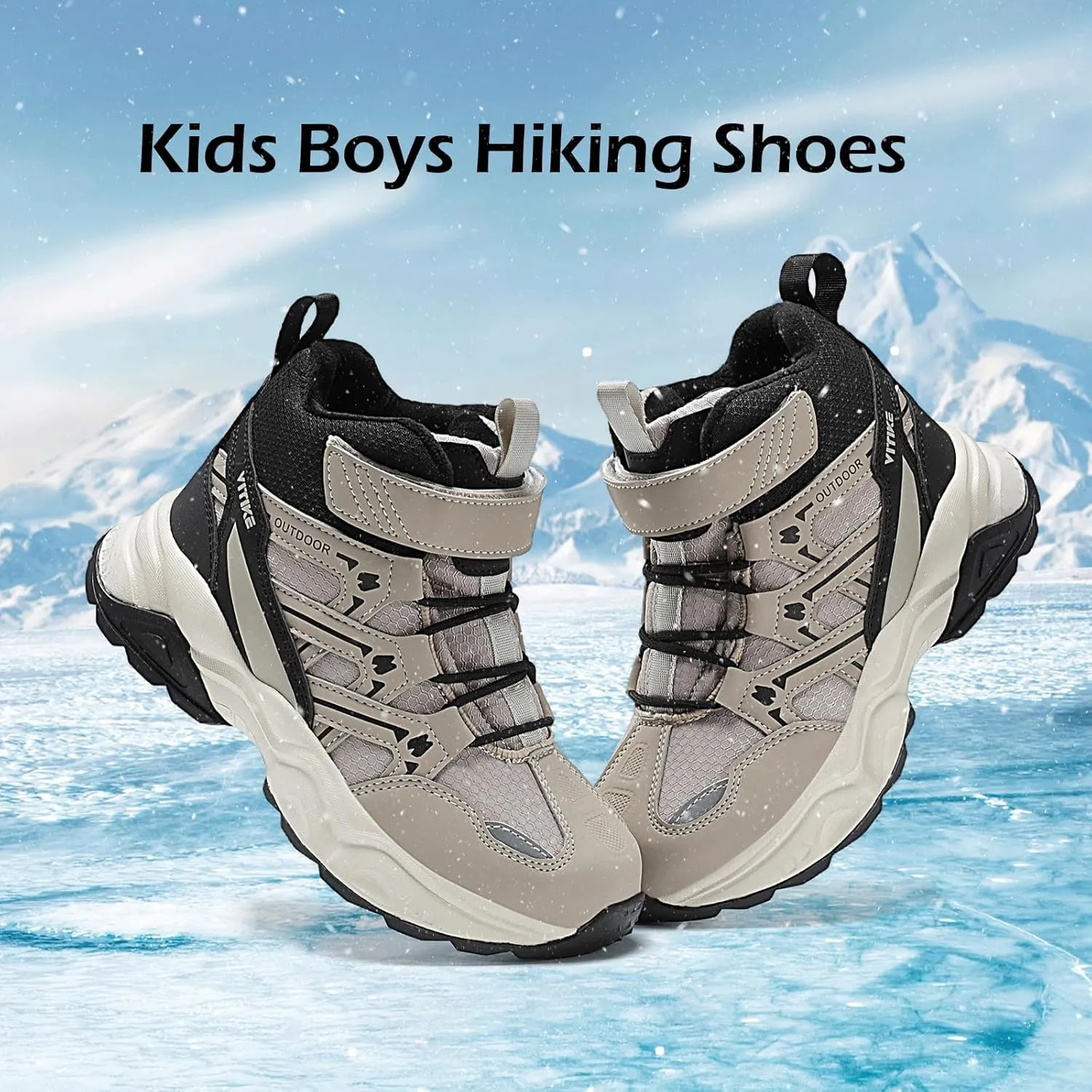 JMFCHI Kids Hiking Boots Boys Girls Outdoor Walking Climbing Sneaker Comfortable Non-slip Snow Shoes Hiker Boot Antiskid Steel Buckle Sole