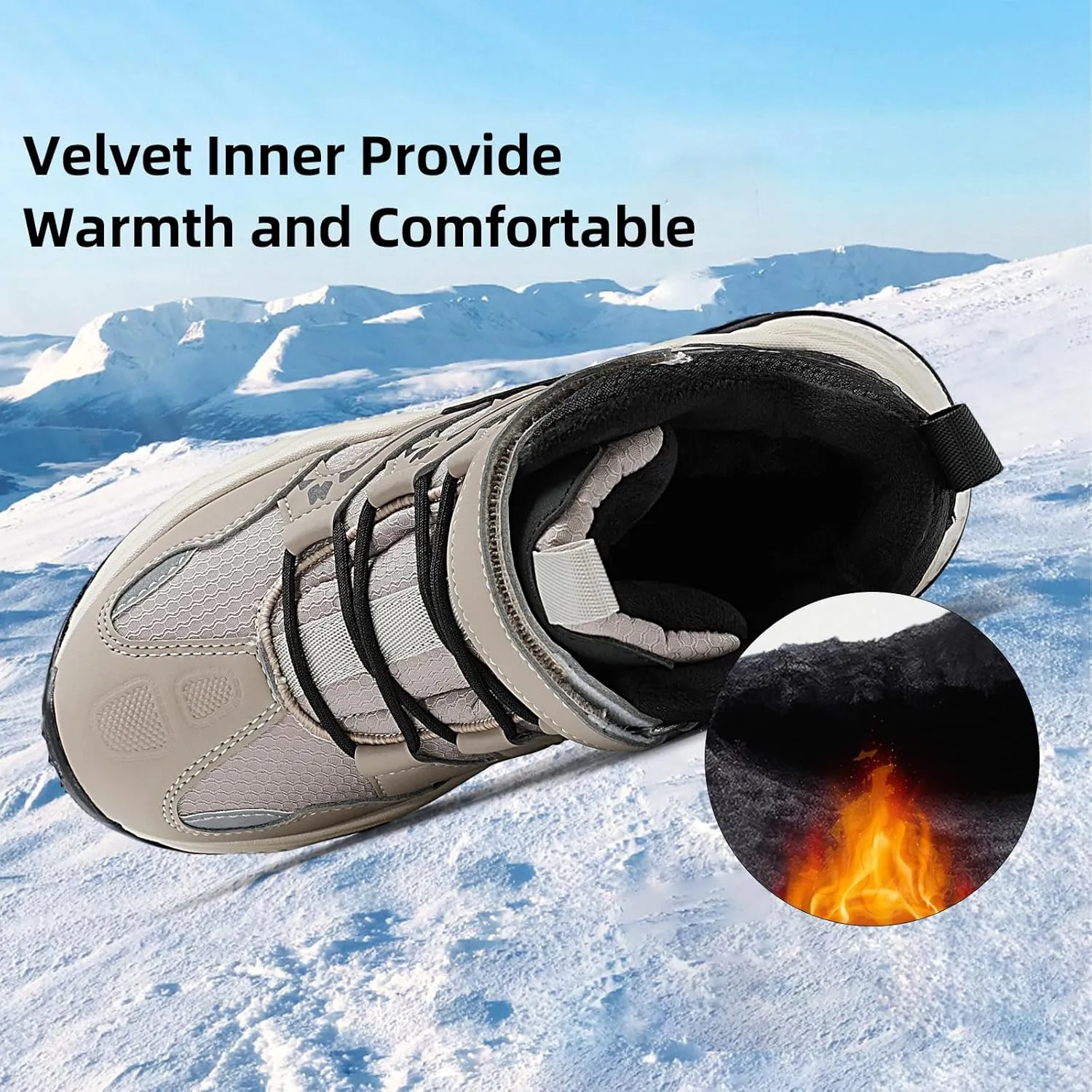 JMFCHI Kids Hiking Boots Boys Girls Outdoor Walking Climbing Sneaker Comfortable Non-slip Snow Shoes Hiker Boot Antiskid Steel Buckle Sole