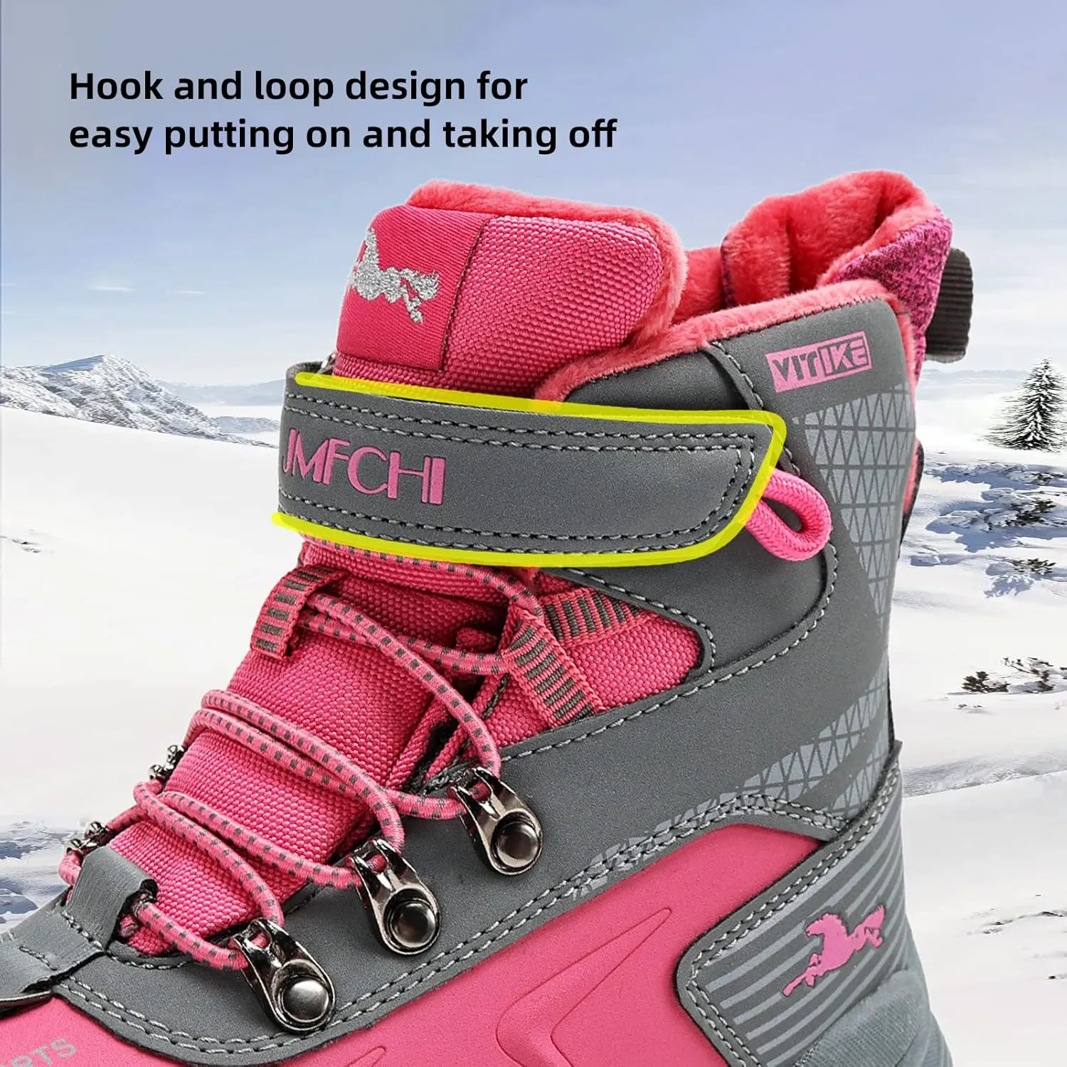 JMFCHI Kids Hiking Boots Boys Girls Outdoor Walking Climbing Sneaker Comfortable Non-slip Snow Shoes Hiker Boot Antiskid Steel Buckle Sole