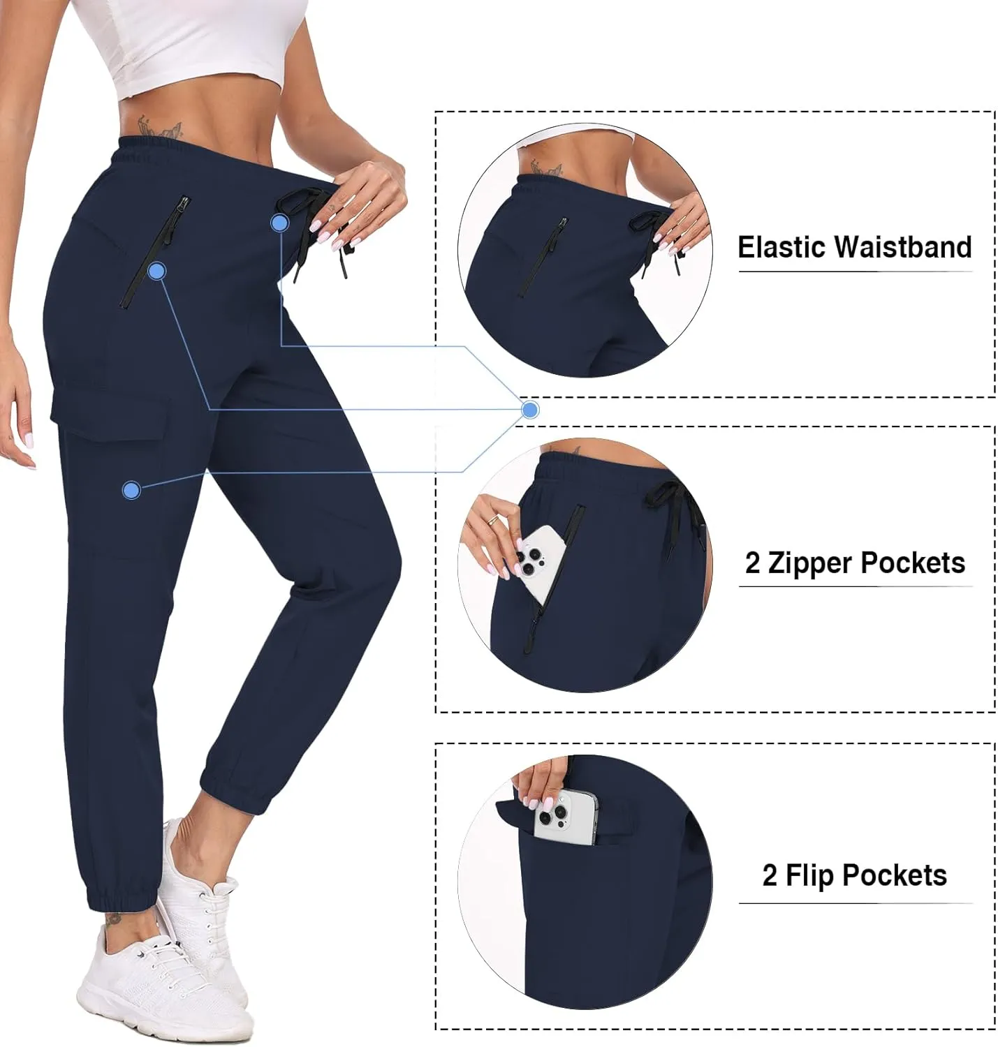 Joggers for Women Hiking Pants Lightweight Quick Dry Water Resistant Cargo Pants Athletic Travel Casual QYY24012