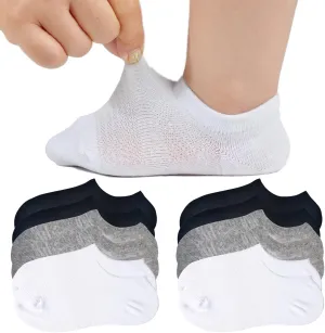 JORMATT Toddler Little Girls Boys No Show Socks Cotton Anti Slip Low Cut Socks With Grips 6 Pairs