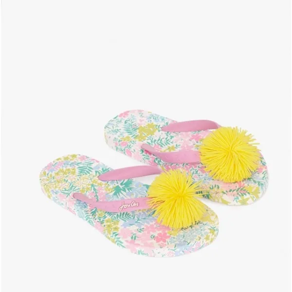 Joules FLIP FLOP JNR Girls Beach Sandals White Floral