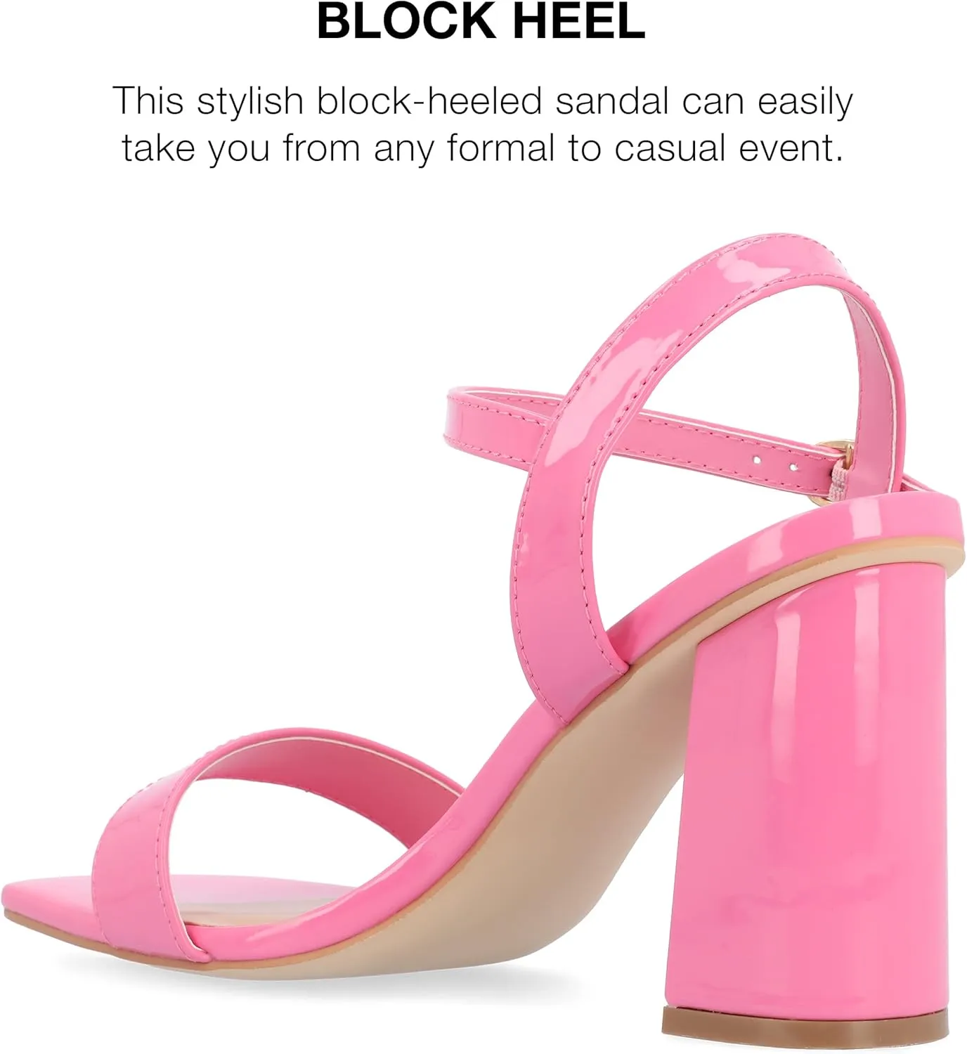 Journee Womens Open Square Toe Band Chunky Block Heel Buckle Ankle Strap Pump Padded Tivona Dress Sandal