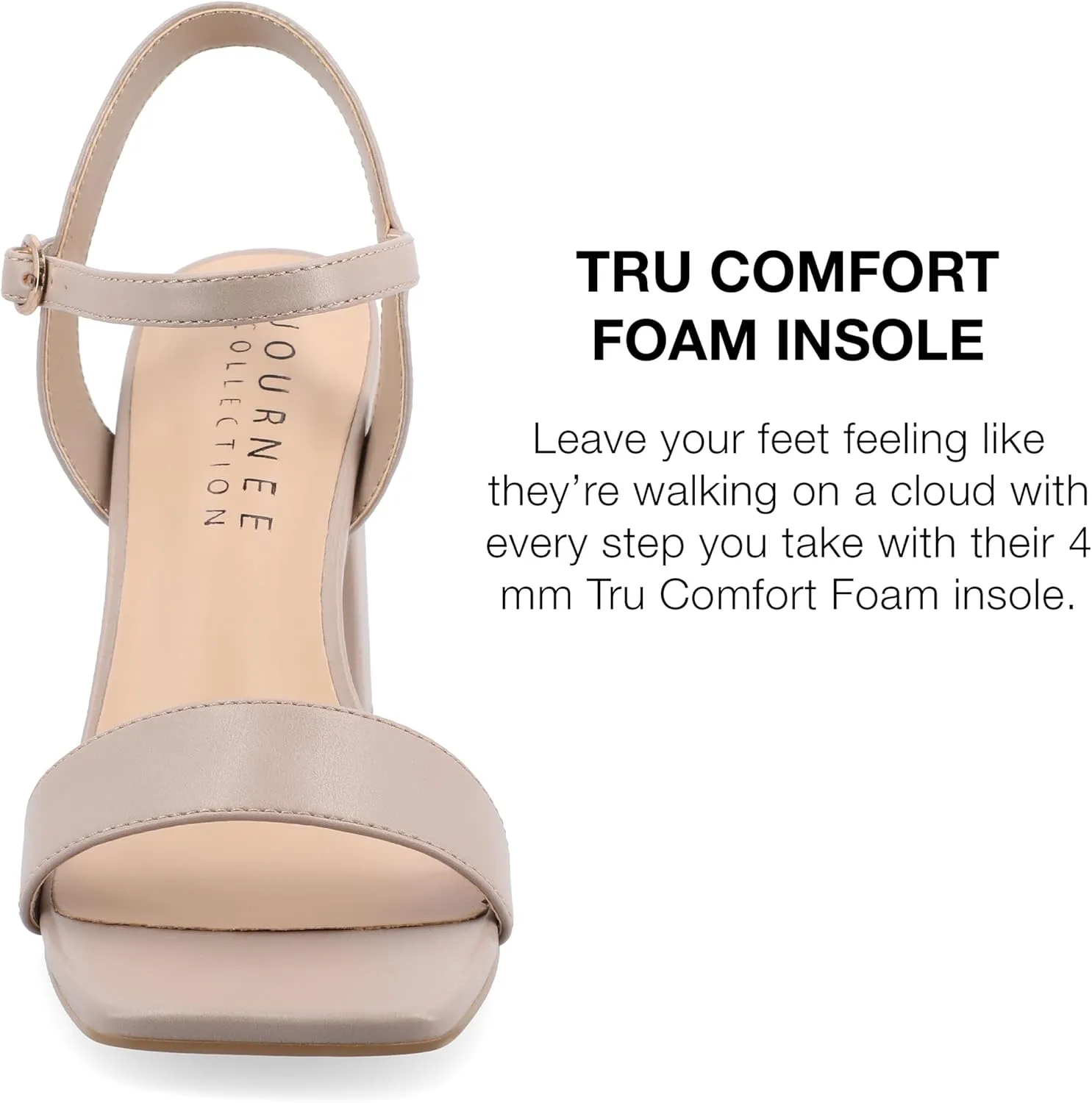 Journee Womens Open Square Toe Band Chunky Block Heel Buckle Ankle Strap Pump Padded Tivona Dress Sandal