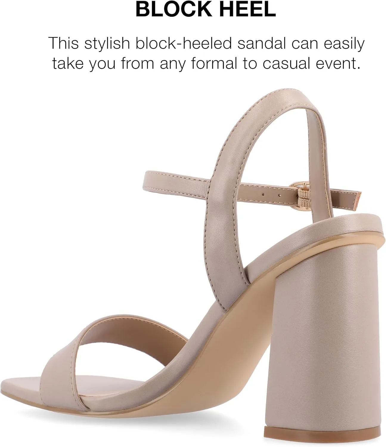 Journee Womens Open Square Toe Band Chunky Block Heel Buckle Ankle Strap Pump Padded Tivona Dress Sandal