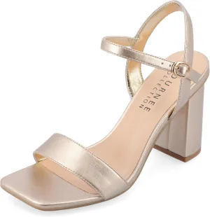 Journee Womens Open Square Toe Band Chunky Block Heel Buckle Ankle Strap Pump Padded Tivona Dress Sandal