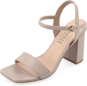 Journee Womens Open Square Toe Band Chunky Block Heel Buckle Ankle Strap Pump Padded Tivona Dress Sandal