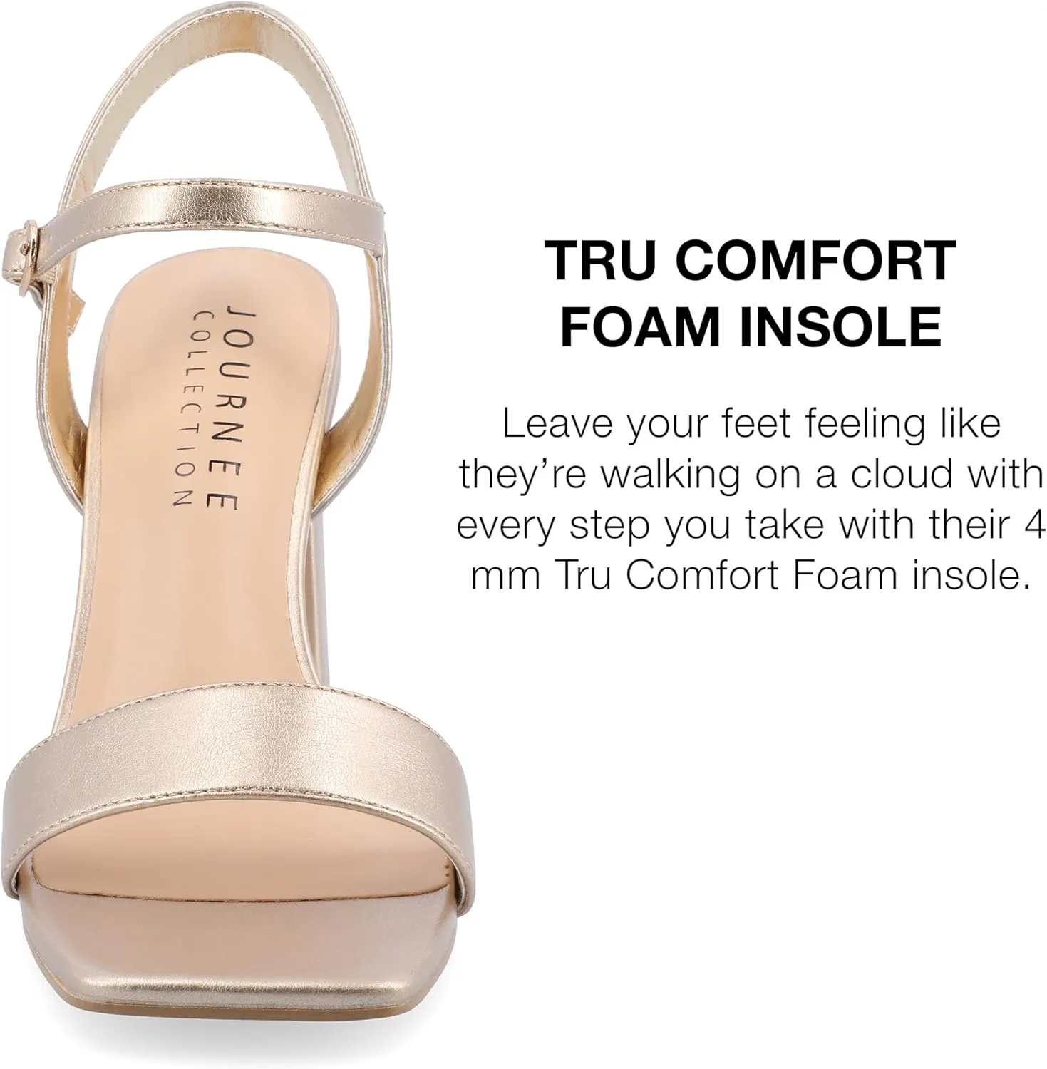 Journee Womens Open Square Toe Band Chunky Block Heel Buckle Ankle Strap Pump Padded Tivona Dress Sandal