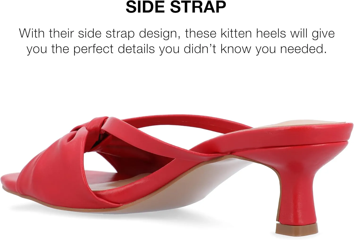 Journee Womens Strappy Bow Slip On Open Square Toe Stiletto Low Kitten Heel Padded Slide Starling Pumps