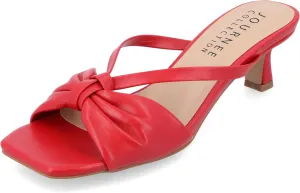 Journee Womens Strappy Bow Slip On Open Square Toe Stiletto Low Kitten Heel Padded Slide Starling Pumps