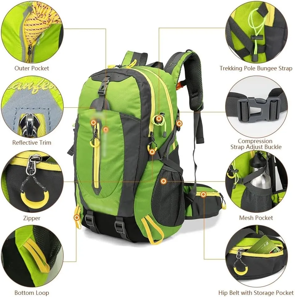 JSEIAJB 40L Waterproof Climbing Rucksack Travel Hiking Backpack Trekking Backpack Outdoor Sport Bag