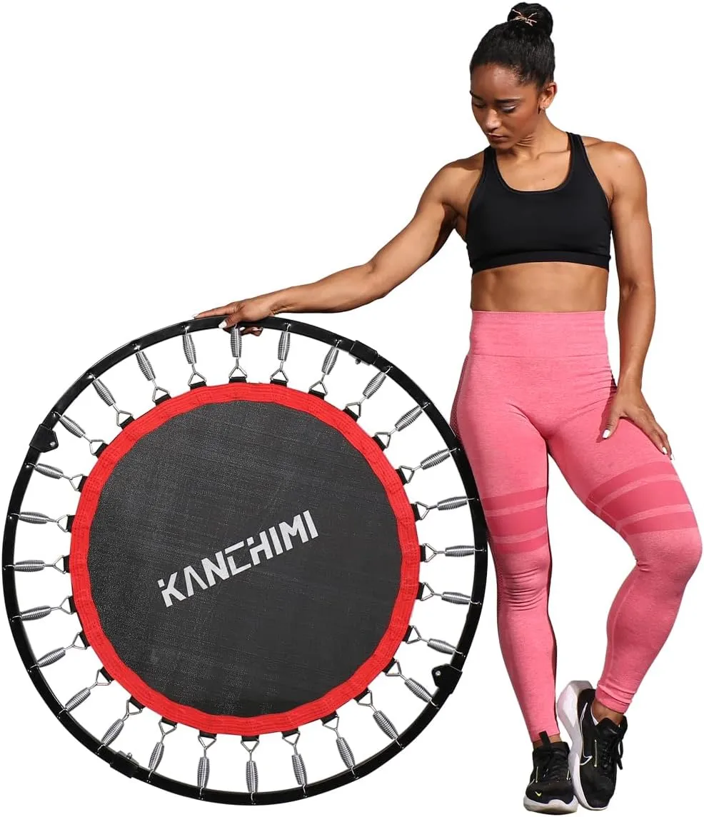Kanchimi 40" Folding Mini Fitness Indoor Exercise Workout Fitness Rebounder Trampoline for Adults, Max Load 330lbs(Black)