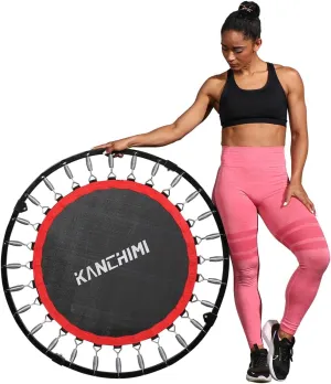 Kanchimi 40" Folding Mini Fitness Indoor Exercise Workout Fitness Rebounder Trampoline for Adults, Max Load 330lbs(Black)