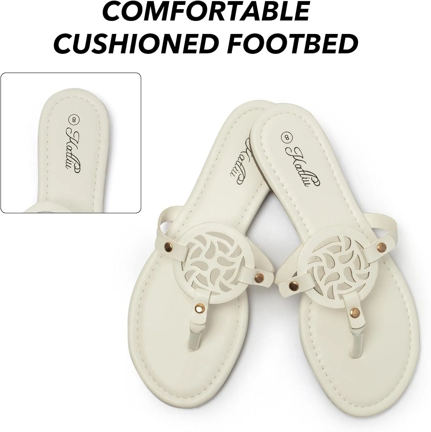 katliu Women's Flat Sandals Flip Flop Sandals Comfortable Dressy Thong Sandals