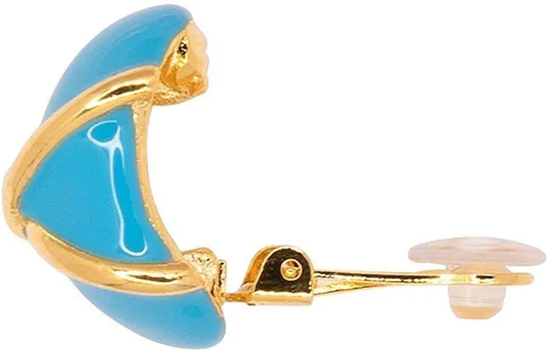 Kenneth Jay Lane Turquoise-Color Clip-On Button or Cabochon Hoop Earrings