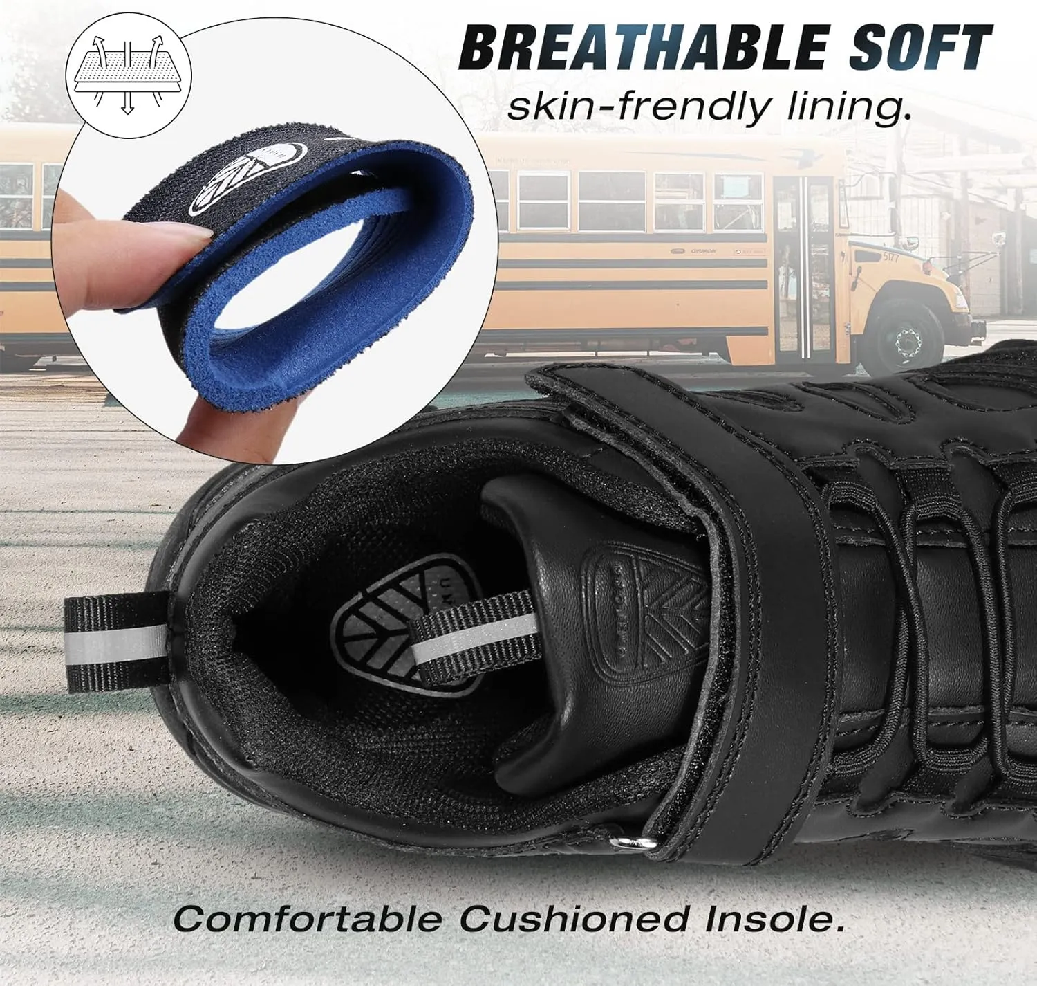 Kids Boys Black School Shoes Oxford Uniform Dress Slip Resistant Athletic Sneaker(Little/Big Kids)