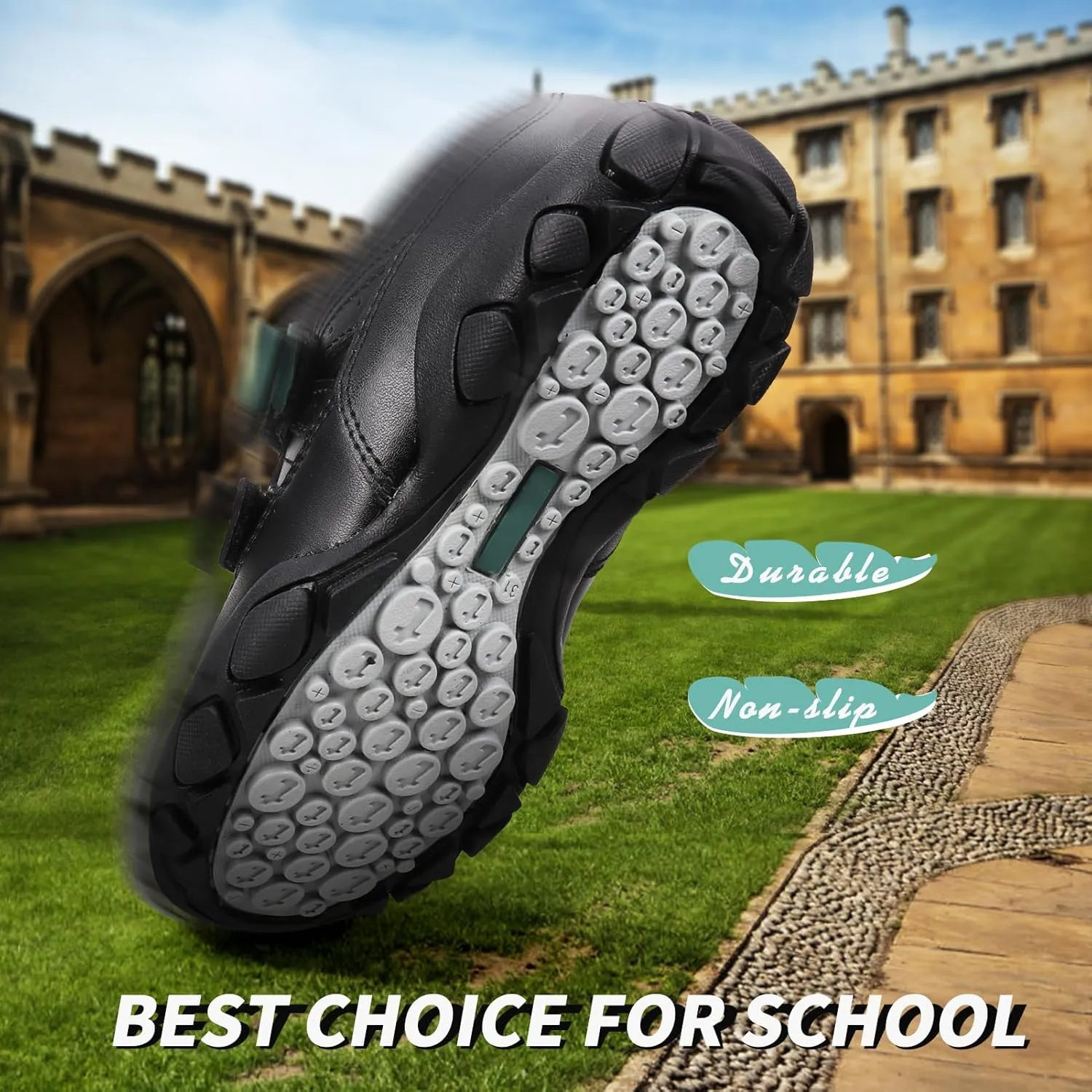 Kids Boys Black School Shoes Oxford Uniform Dress Slip Resistant Athletic Sneaker(Little/Big Kids)
