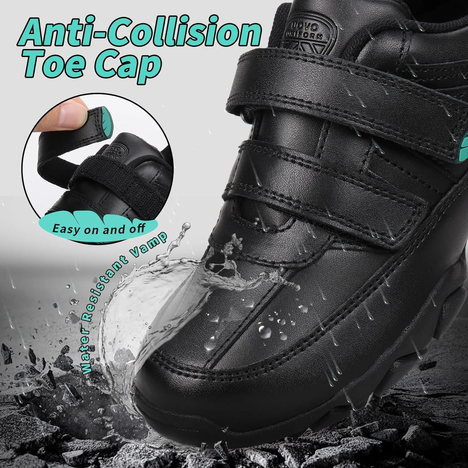 Kids Boys Black School Shoes Oxford Uniform Dress Slip Resistant Athletic Sneaker(Little/Big Kids)