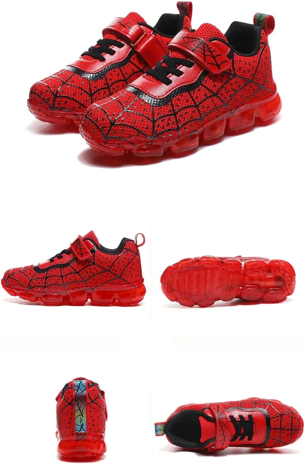 Kids Led Light Up Shoes Flash Sneakers with Spider Upper USB Charge Luminous Trainers for Boys Girls Toddles