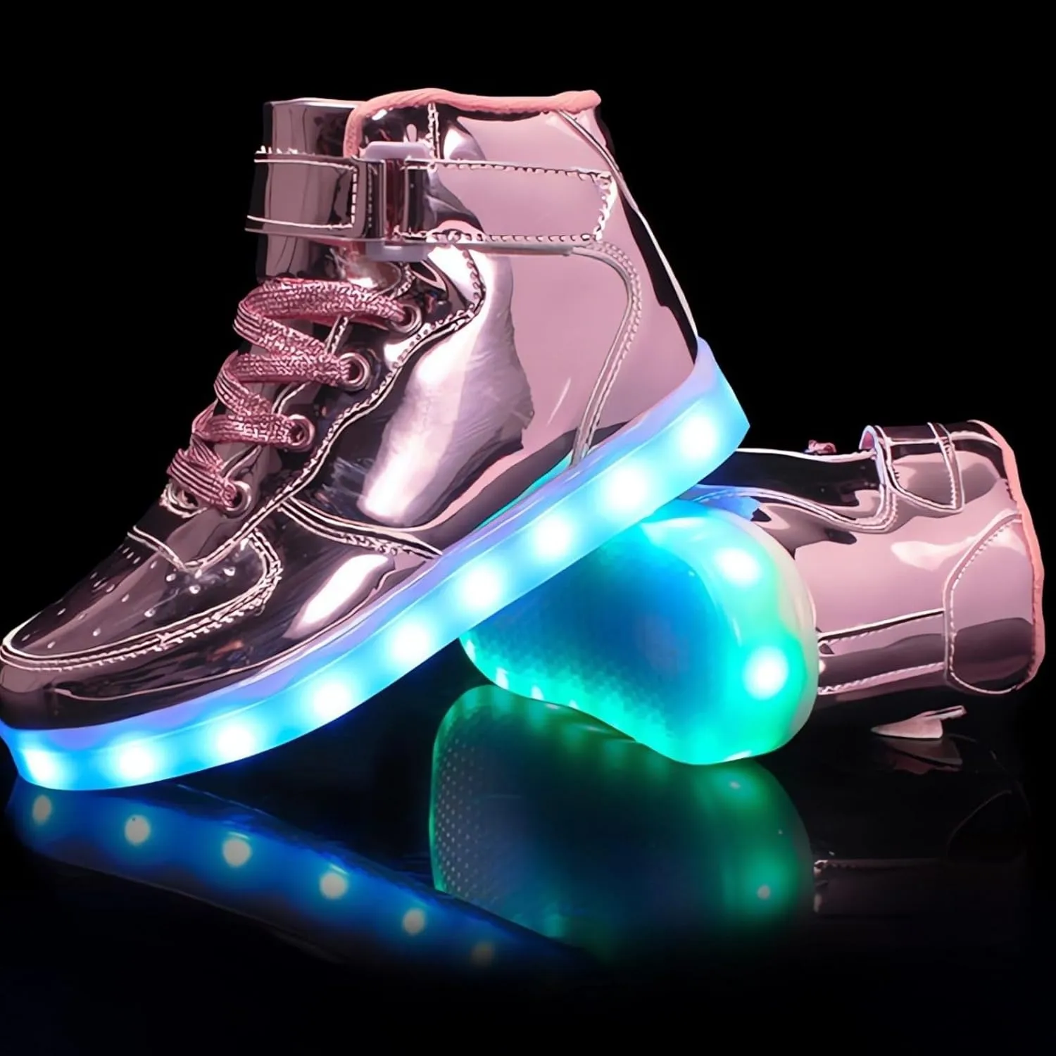 Kids Light Up Trainers Luminous Sneakers Boys Girls USB Charging Led High Top Flashing Shoes Xmas
