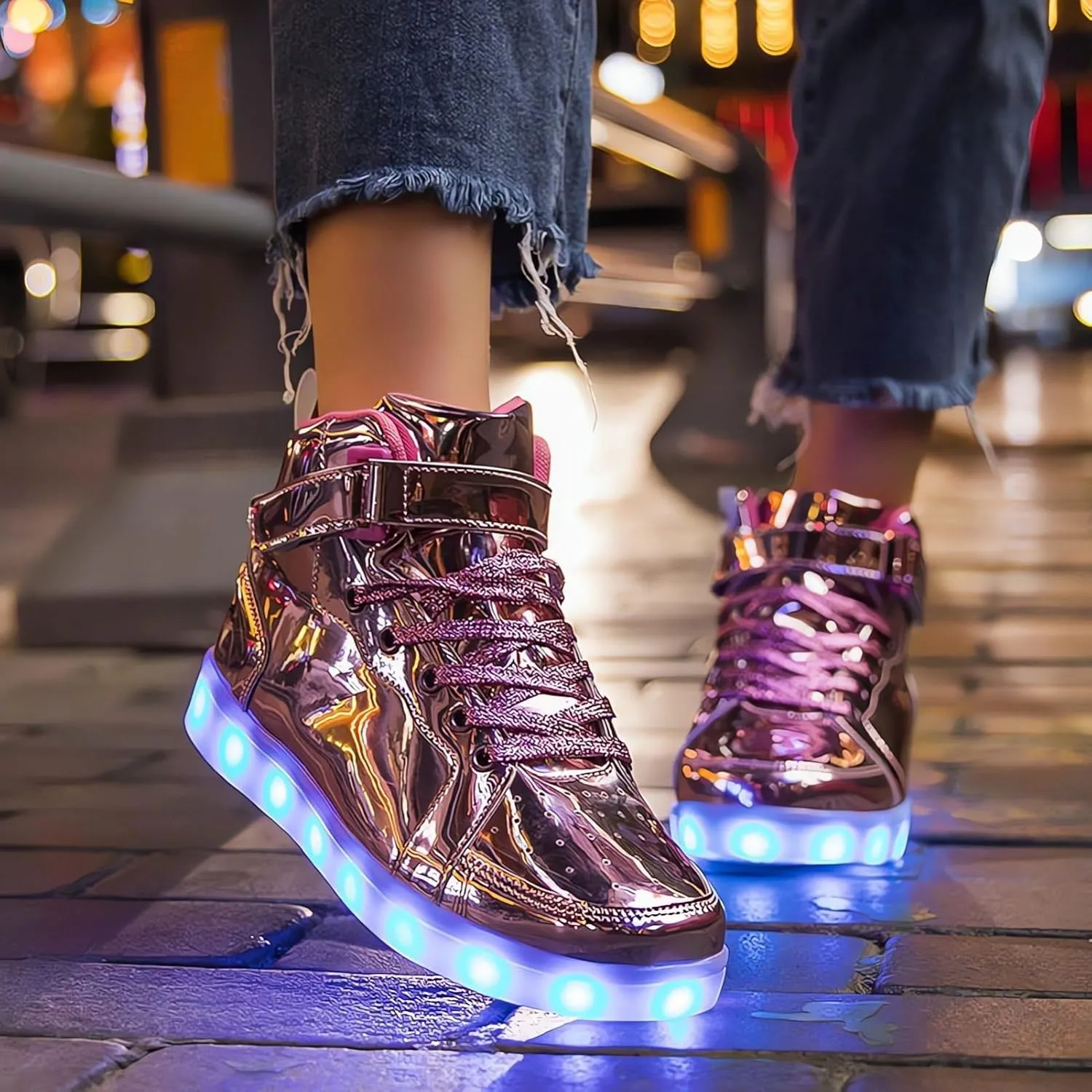 Kids Light Up Trainers Luminous Sneakers Boys Girls USB Charging Led High Top Flashing Shoes Xmas