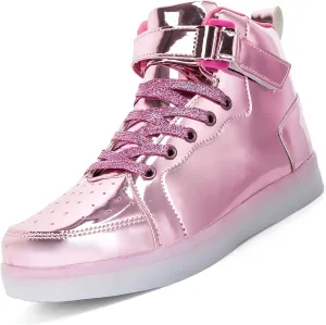 Kids Light Up Trainers Luminous Sneakers Boys Girls USB Charging Led High Top Flashing Shoes Xmas