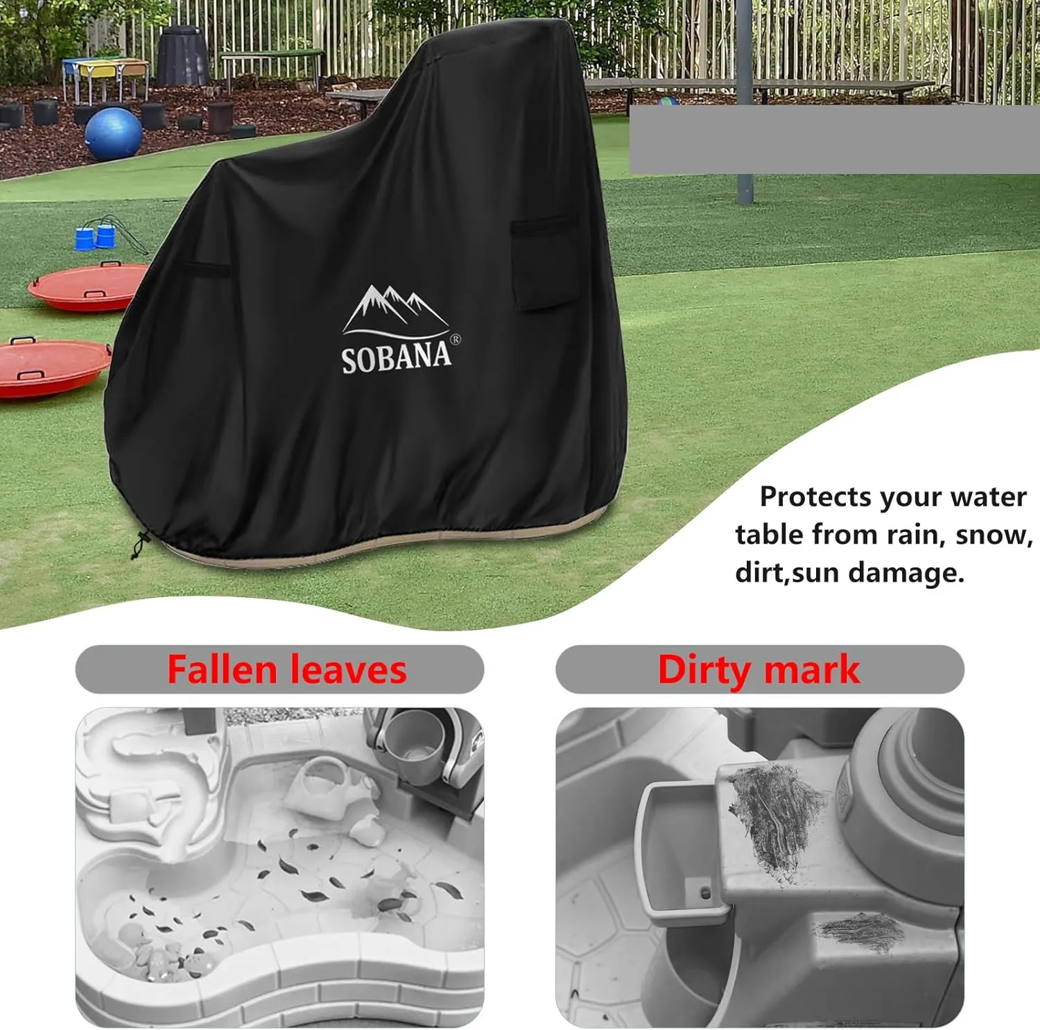 Kids Water Table Cover for Pump & Splash Discovery Pond Water Table,Waterproof Dust Proof Anti-UV Outdoor Kids Water Sensory Table Pool Cover(Cover only,Black)