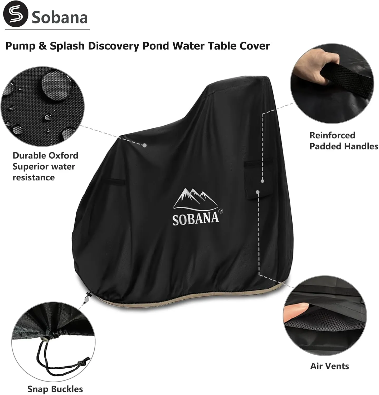 Kids Water Table Cover for Pump & Splash Discovery Pond Water Table,Waterproof Dust Proof Anti-UV Outdoor Kids Water Sensory Table Pool Cover(Cover only,Black)