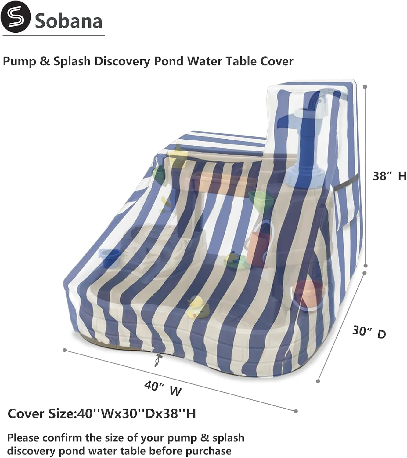 Kids Water Table Cover for Pump & Splash Discovery Pond Water Table,Waterproof Dust Proof Anti-UV Outdoor Kids Water Sensory Table Pool Cover(Cover only,Blue)