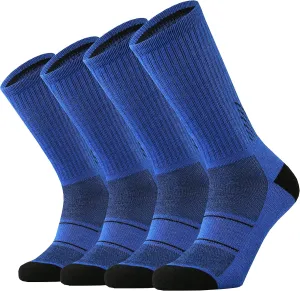 KMM Men's Merino Wool Cushion Crew Socks Moisture Wicking Control Medium Weight Warm for Outdoor Hiking Hike Trail Cycling(Sapphire XL)
