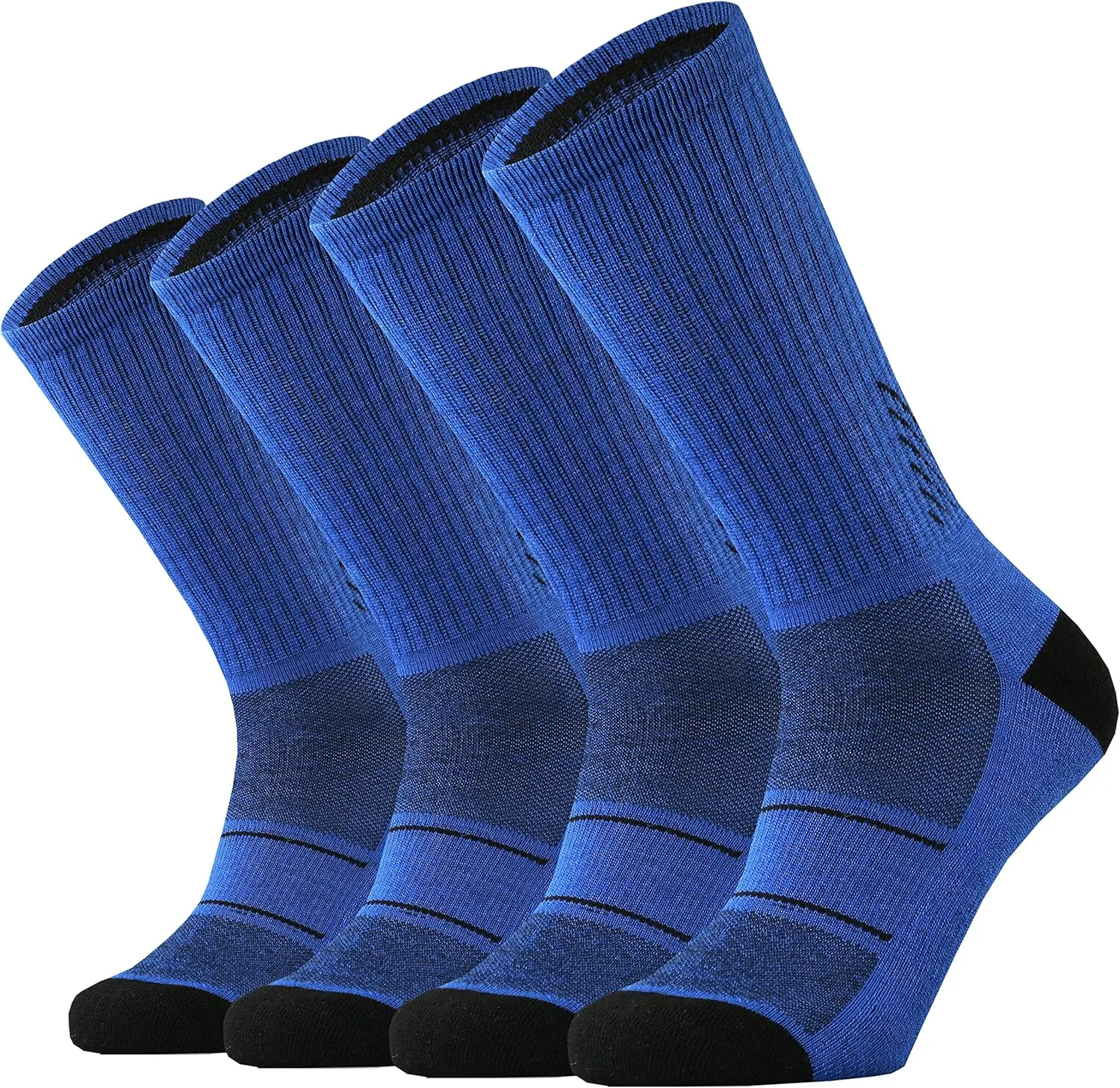 KMM Men's Merino Wool Cushion Crew Socks Moisture Wicking Control Medium Weight Warm for Outdoor Hiking Hike Trail Cycling(Sapphire XL)